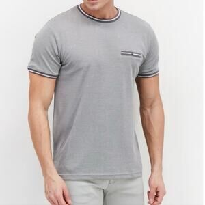 Denim & Flower Men’s Crew Neck Short Sleeve T-Shirt, Light Blue/White Sz L